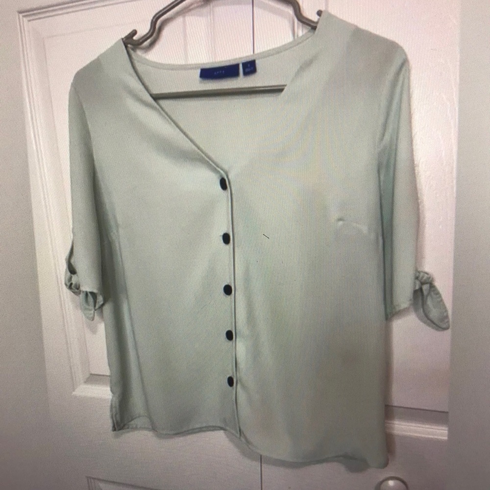Mint Green Button-Up Women's Top